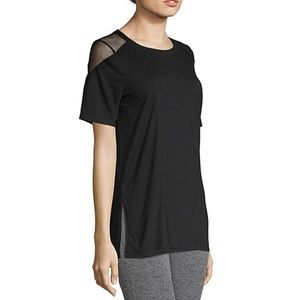 Black Xersion Mesh Side Slit Tee, small NWT